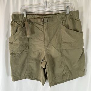 Eddie Bauer Cargo Shorts Men's Large Brown Cargo Belted Snap Zip 8" Inseam
